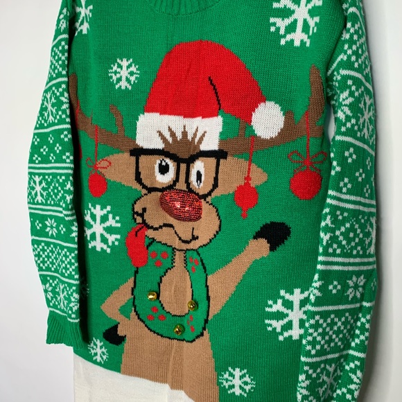 Allison Brittney Green Ugly Christmas Sweater M - Picture 3 of 8